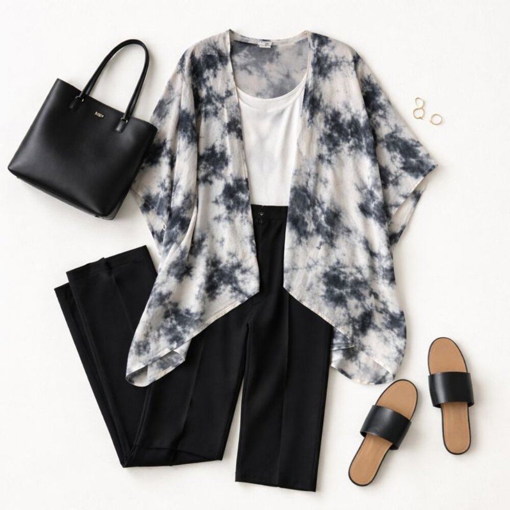 MM Couture Watercolor Tie-Dye Kimono – Effortless Desert Siren Vibes, Size Small